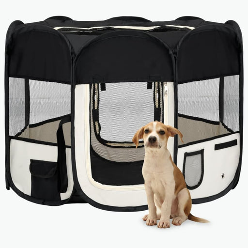 Foldable Dog Playpen With Carrying Bag Black 90x90x58 Cm