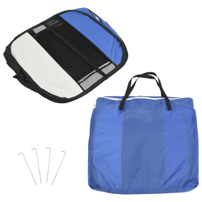 Foldable Dog Playpen With Carrying Bag Blue 110x110x58 Cm