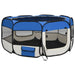Foldable Dog Playpen with Carrying Bag Blue 145x145x61 Cm