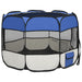 Foldable Dog Playpen With Carrying Bag Blue 90x90x58 Cm
