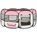 Foldable Dog Playpen with Carrying Bag Pink 145x145x61 Cm