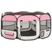 Foldable Dog Playpen with Carrying Bag Pink 145x145x61 Cm