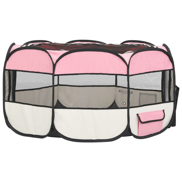 Foldable Dog Playpen with Carrying Bag Pink 145x145x61 Cm