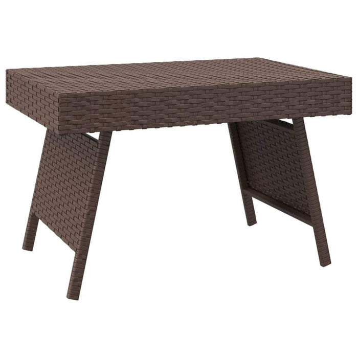 Foldable Side Table Brown 60x40x38 Cm Poly Rattan Tokabk