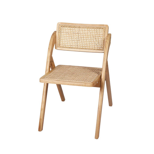 Foldable Single Deck Chair Solid Wood Rubberwood Rattan