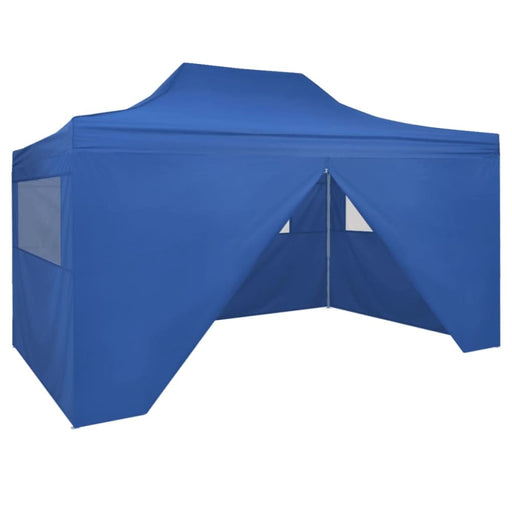 Foldable Tent Pop-up with 4 Side Walls 3x4.5 m Blue Axpox