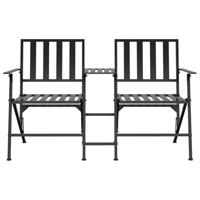 Folding 2-seater Garden Bench 137 Cm Black Steel Tonnxb