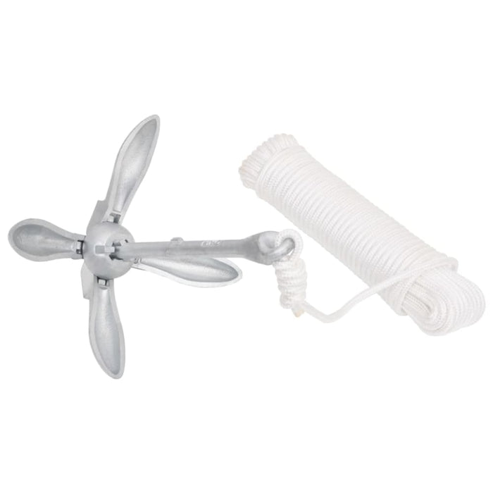 Folding Anchor with Rope Silver 1.5 Kg Malleable Iron Kaxna