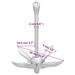 Folding Anchor With Rope Silver 2.5 Kg Malleable Iron Kaxnp