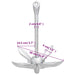 Folding Anchor with Rope Silver 2.5 Kg Malleable Iron Kaxnp
