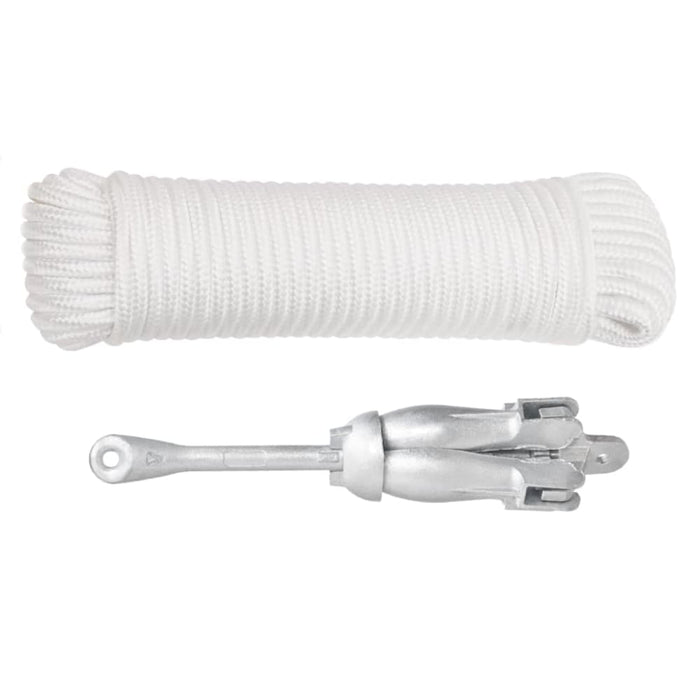 Folding Anchor with Rope Silver 2.5 Kg Malleable Iron Kaxnp
