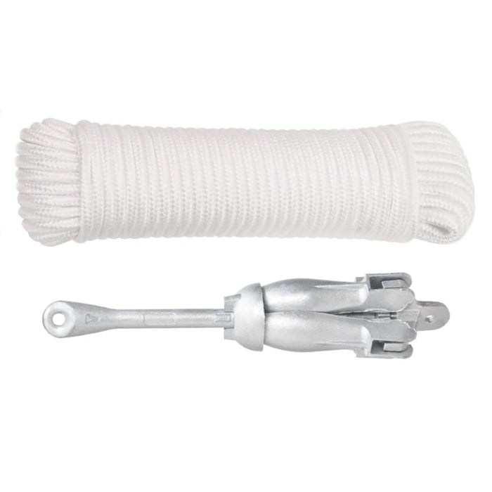 Folding Anchor with Rope Silver 3.2 Kg Malleable Iron Kaxnl
