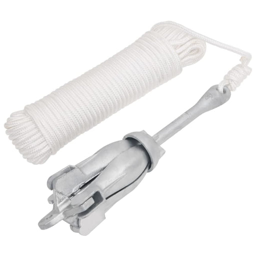 Folding Anchor with Rope Silver 4 Kg Malleable Iron Kaxil