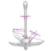 Folding Anchor with Rope Silver 4 Kg Malleable Iron Kaxil