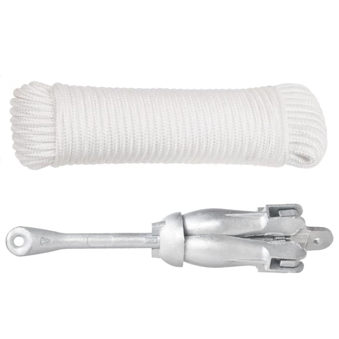 Folding Anchor with Rope Silver 4 Kg Malleable Iron Kaxil