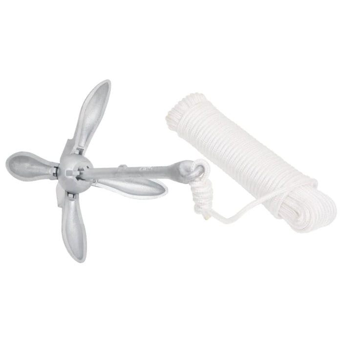 Folding Anchor with Rope Silver 6 Kg Malleable Iron Kaxii