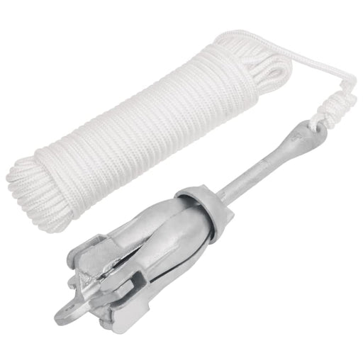 Folding Anchor with Rope Silver 6 Kg Malleable Iron Kaxii