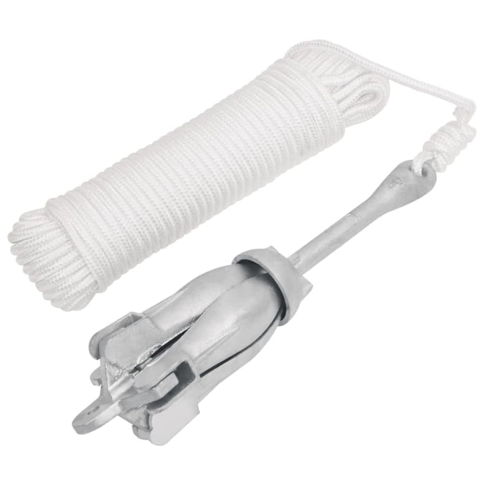 Folding Anchor with Rope Silver 6 Kg Malleable Iron Kaxii