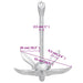 Folding Anchor with Rope Silver 8 Kg Malleable Iron Kaxin