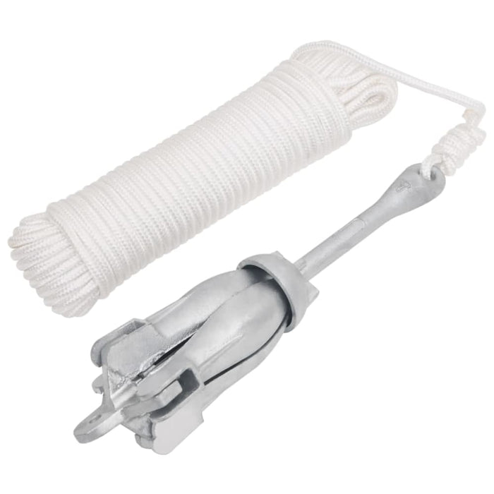 Folding Anchor with Rope Silver 8 Kg Malleable Iron Kaxin