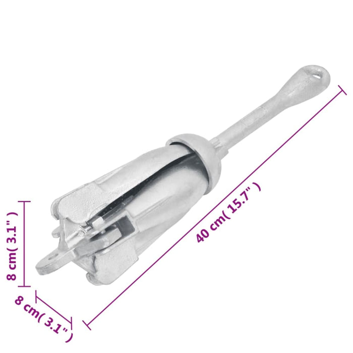 Folding Anchor Silver 3.2 Kg Malleable Iron Kaxnt