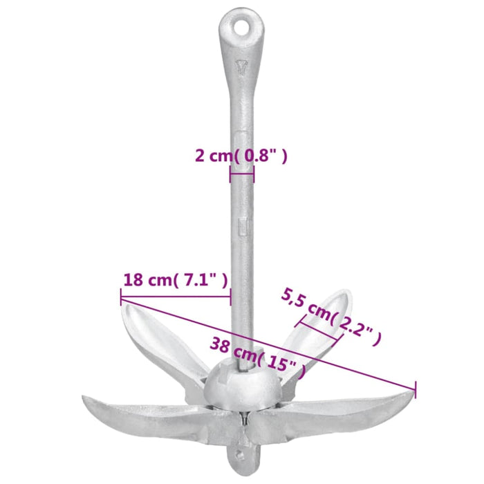 Folding Anchor Silver 4 Kg Malleable Iron Kaxib