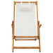 Folding Beach Chair Solid Eucalyptus Wood and Fabric Cream