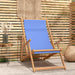 Folding Beach Chair Solid Wood Teak Blue Toilki