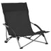 Folding Beach Chairs 2 Pcs Black Fabric Toxank