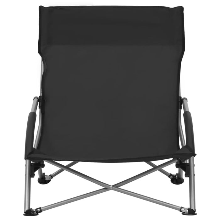 Folding Beach Chairs 2 Pcs Black Fabric Toxank