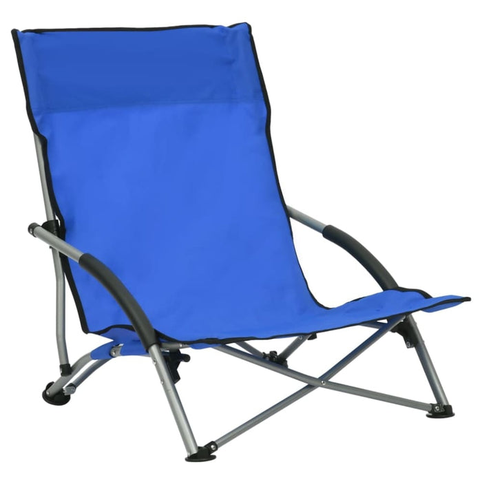 Folding Beach Chairs 2 Pcs Blue Fabric Toxann
