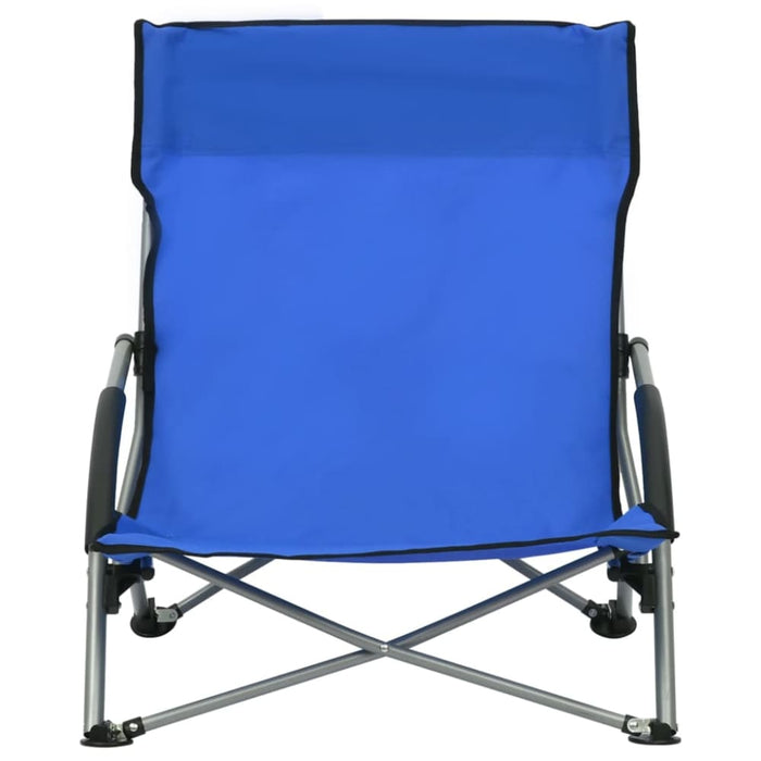 Folding Beach Chairs 2 Pcs Blue Fabric Toxann