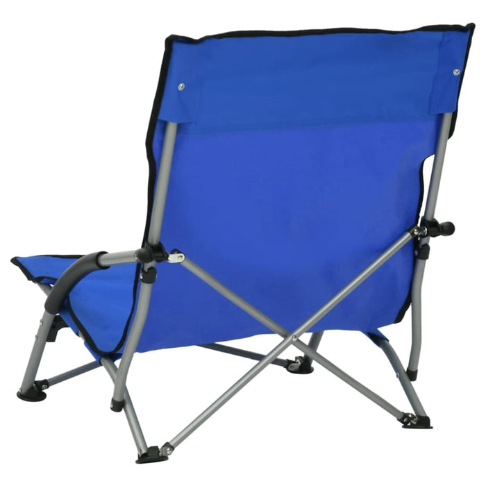 Folding Beach Chairs 2 Pcs Blue Fabric Toxann
