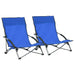 Folding Beach Chairs 2 Pcs Blue Fabric Toxann