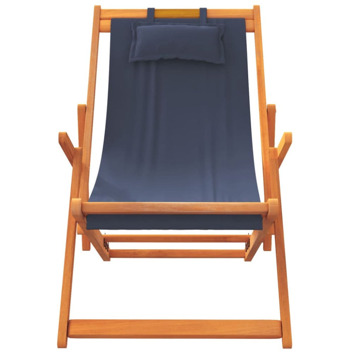 Folding Beach Chairs 2 Pcs Blue Fabric Txoaano