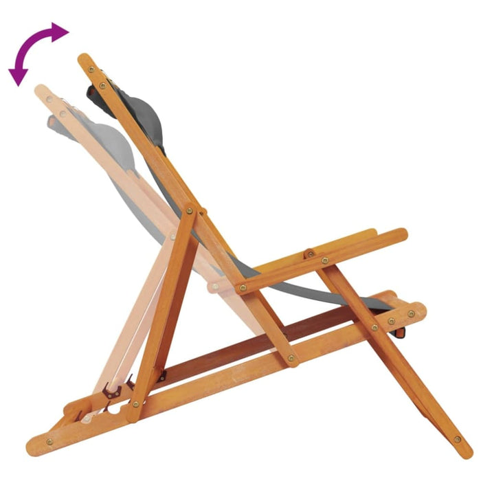 Folding Beach Chairs 2 Pcs Grey Fabric Txoaanx