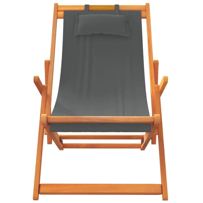 Folding Beach Chairs 2 Pcs Grey Fabric Txoaanx