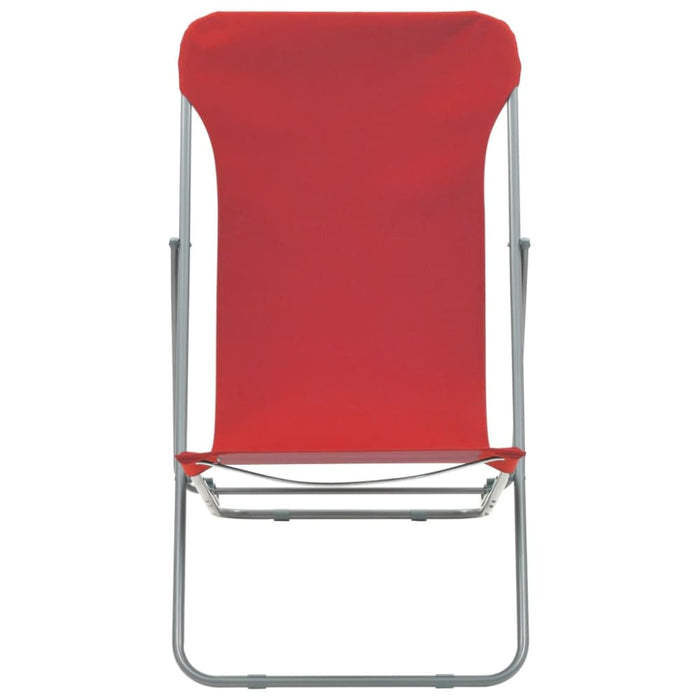 Folding Beach Chairs 2 Pcs Steel and Oxford Fabric Red Aatlb