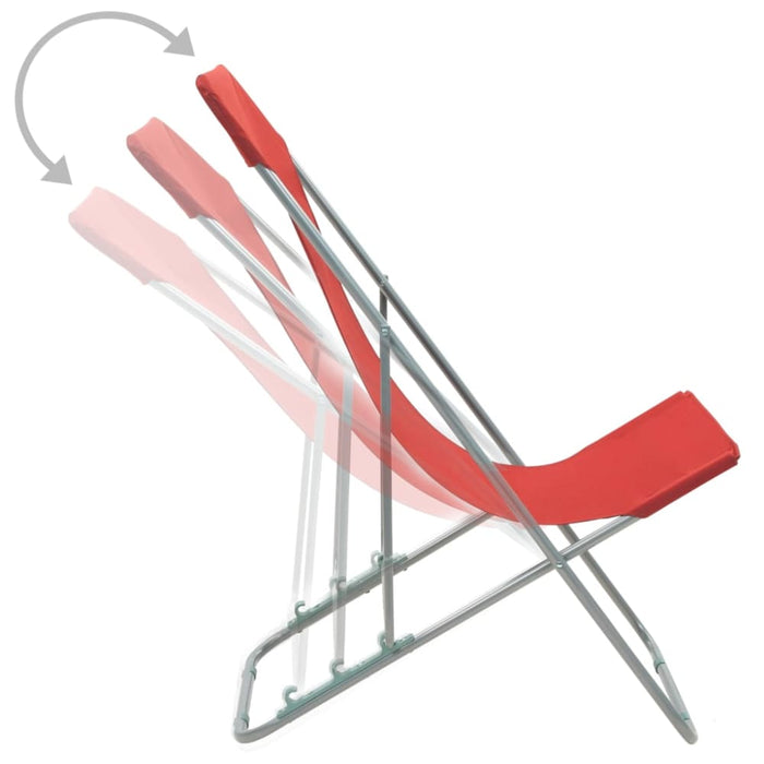 Folding Beach Chairs 2 Pcs Steel and Oxford Fabric Red Aatlb