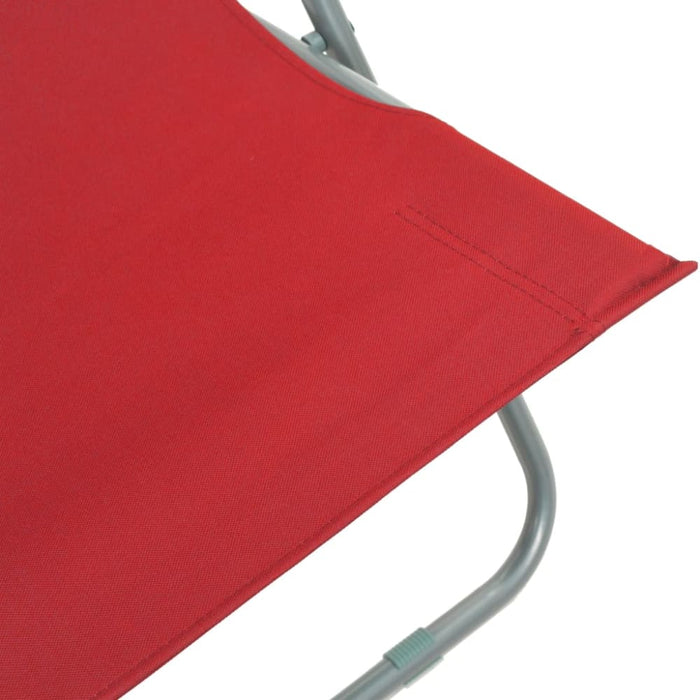 Folding Beach Chairs 2 Pcs Steel and Oxford Fabric Red Aatlb