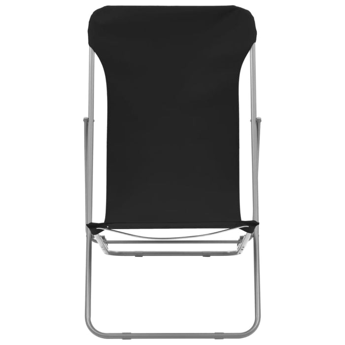Folding Beach Chairs 2 Pcs Steel and Oxford Fabric Black