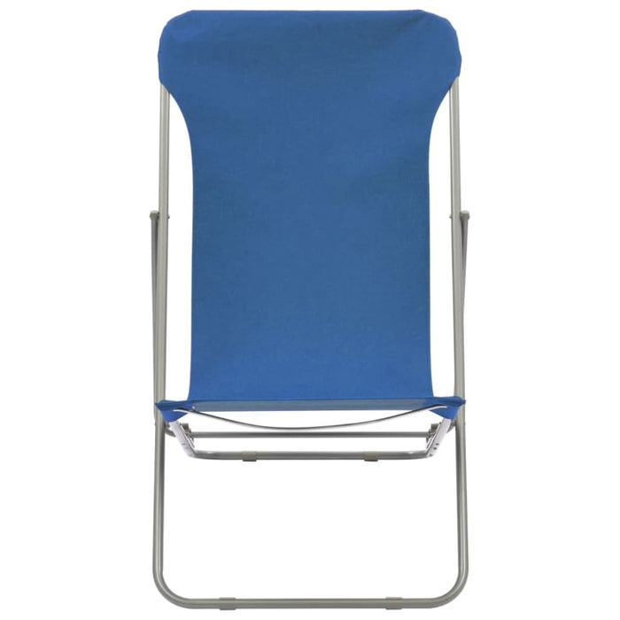 Folding Beach Chairs 2 Pcs Steel and Oxford Fabric Blue