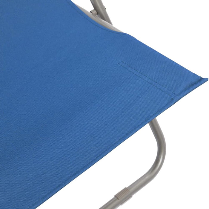 Folding Beach Chairs 2 Pcs Steel and Oxford Fabric Blue