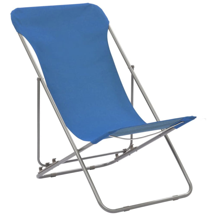 Folding Beach Chairs 2 Pcs Steel and Oxford Fabric Blue