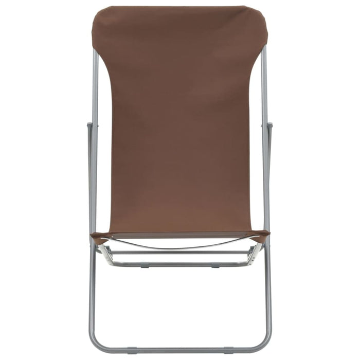 Folding Beach Chairs 2 Pcs Steel and Oxford Fabric Brown