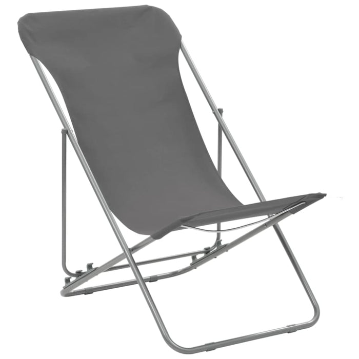 Folding Beach Chairs 2 Pcs Steel and Oxford Fabric Grey