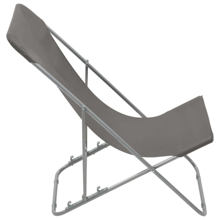 Folding Beach Chairs 2 Pcs Steel and Oxford Fabric Grey