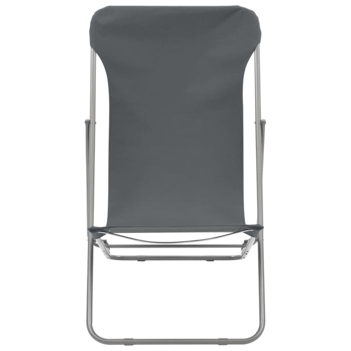 Folding Beach Chairs 2 Pcs Steel and Oxford Fabric Grey