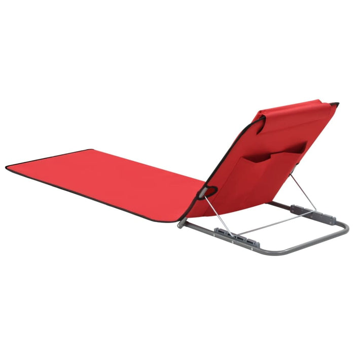 Folding Beach Mats 2 Pcs Steel and Fabric Red Aatxk