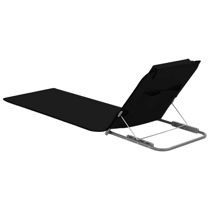 Folding Beach Mats 2 Pcs Steel and Fabric Black Aatxn